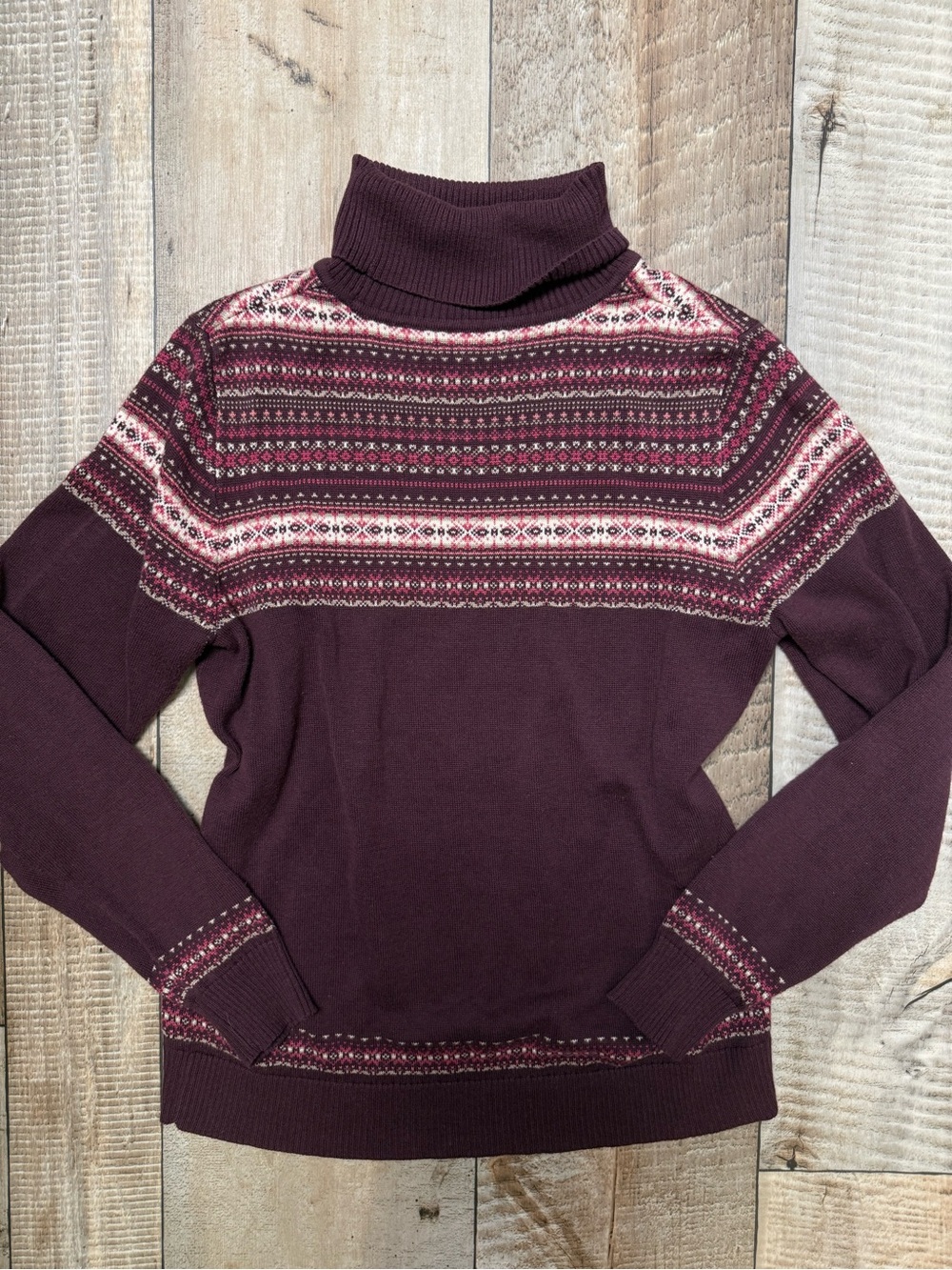 croft & barrow Burgundy Fair Isle Turtleneck Sweater